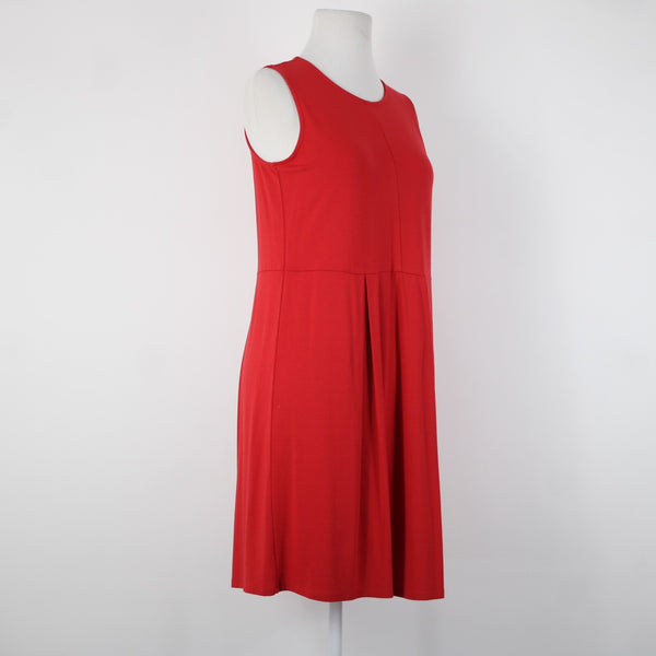 J Jill NEW Sz XSP Pimento Red Sleeveless Pleated Rayon Lycra Spandex Dress
