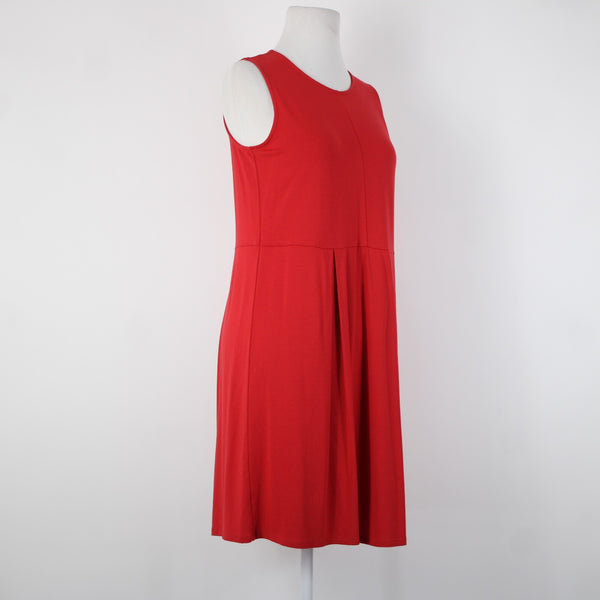 J Jill NEW Sz XSP Pimento Red Sleeveless Pleated Rayon Lycra Spandex Dress