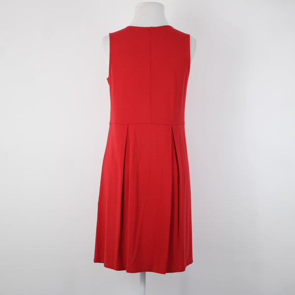 J Jill NEW Sz XSP Pimento Red Sleeveless Pleated Rayon Lycra Spandex Dress