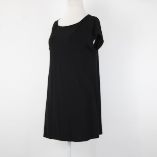 Eileen Fisher Sz SP Black Short Sleeve Unlined Short Viscose Spandex Dress