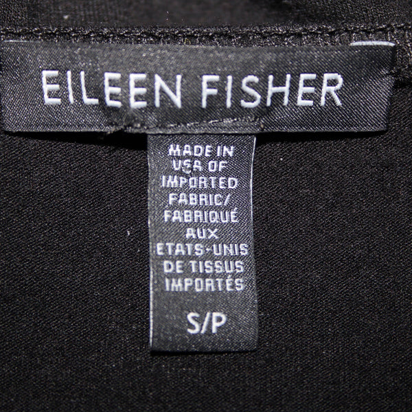 Eileen Fisher Sz SP Black Short Sleeve Unlined Short Viscose Spandex Dress
