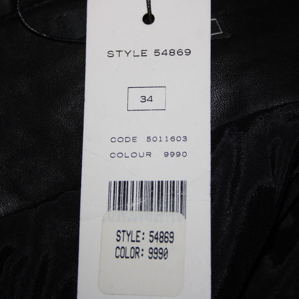 Set NEW Sz 2 Black Lined Buckle Detail Laced Zip Closure 100% Soft Leather Skirt