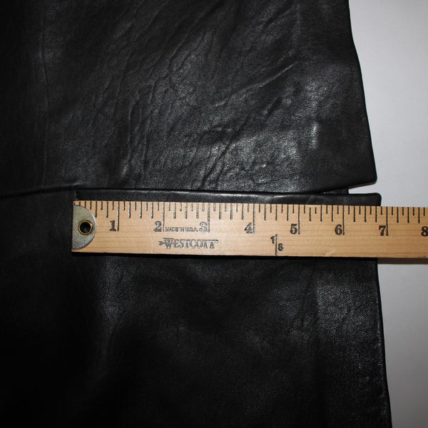 Set NEW Sz 2 Black Lined Buckle Detail Laced Zip Closure 100% Soft Leather Skirt