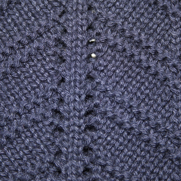 Loft Top NEW $55 Sz L Navy Blue Open Knit V Neck Unlined 100% Cotton Top