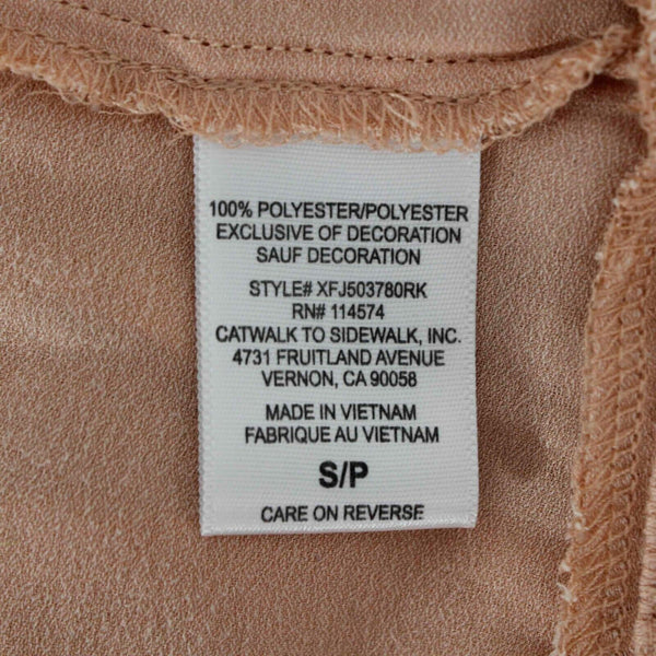 RO & DE Sz S Peach Hi Lo Ruffle Drawstring Neck Silky Polyester Top