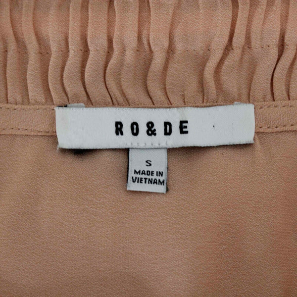RO & DE Sz S Peach Hi Lo Ruffle Drawstring Neck Silky Polyester Top