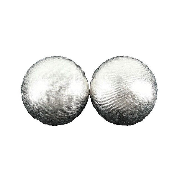Trifari 3/4 Inch Silvertone Textured Round Dome Clip On Earrings