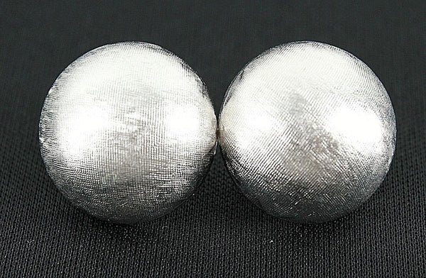 Trifari 3/4 Inch Silvertone Textured Round Dome Clip On Earrings