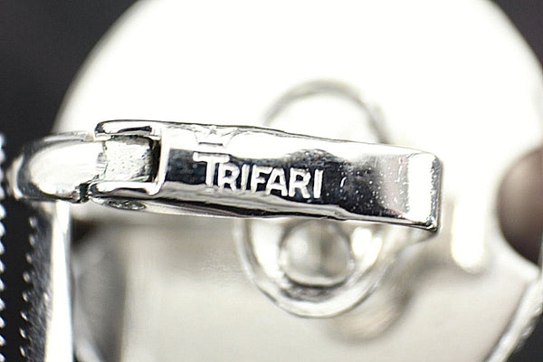 Trifari 3/4 Inch Silvertone Textured Round Dome Clip On Earrings