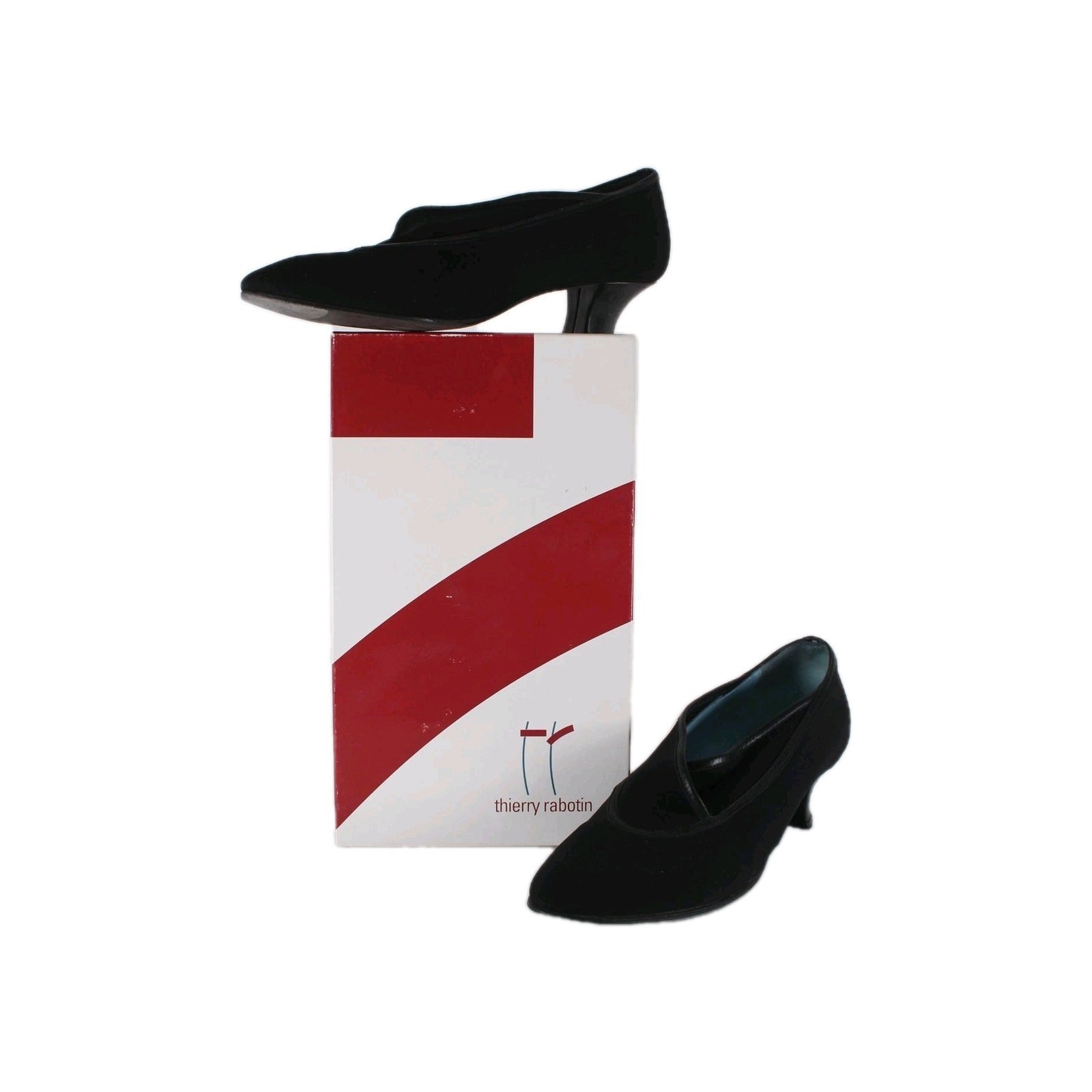 Thierry Rabotin Heels Remy Sz 38 Black Ankle Micro Fiber Leather 2" Heel