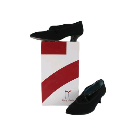 Thierry Rabotin Heels Remy Sz 38 Black Ankle Micro Fiber Leather 2" Heel