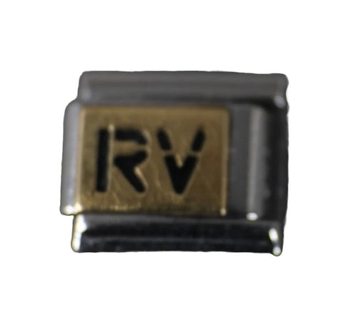 Boxing "RV" Gold Stainless Steel Elastic Stretch Chain Link Italian Charm