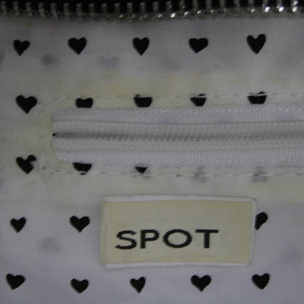 Brighton 10 x 8 1 White Red Multi Black Trim Cotton Poly Crossbody  AS IS Purse