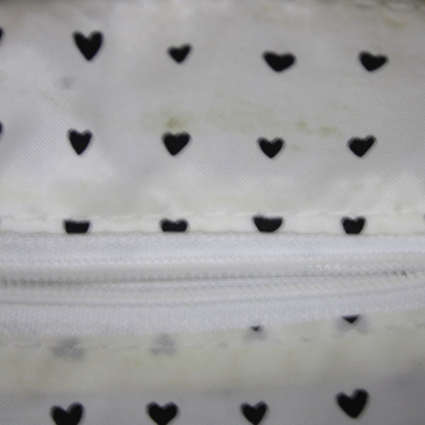 Brighton 10 x 8 1 White Red Multi Black Trim Cotton Poly Crossbody  AS IS Purse