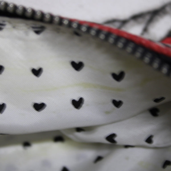 Brighton 10 x 8 1 White Red Multi Black Trim Cotton Poly Crossbody  AS IS Purse