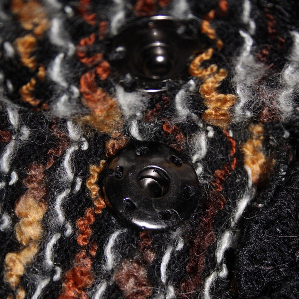Nicole Sabbattinni Sz M Black Brown White Lined Buttons Acrylic Wool Poly Jacket