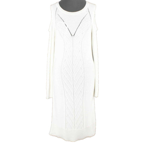 Banana Republic NEW $90 Sz S Ivory Cold Shoulder Knit Cotton Blend Dress
