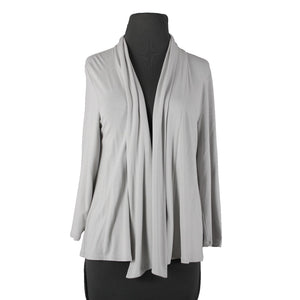 J Jill Sz XS Gray Draped Collar Stretch Rayon Lycra Spandex Wrap Jacket