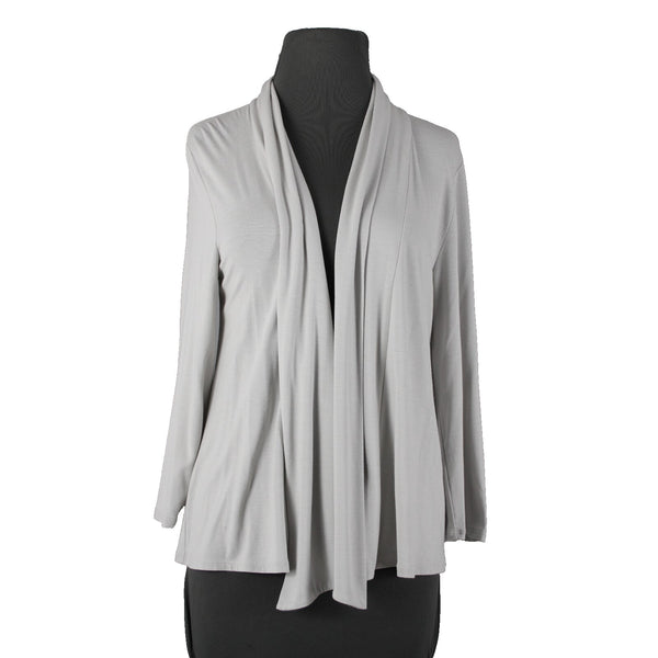 J Jill Sz XS Gray Draped Collar Stretch Rayon Lycra Spandex Wrap Jacket