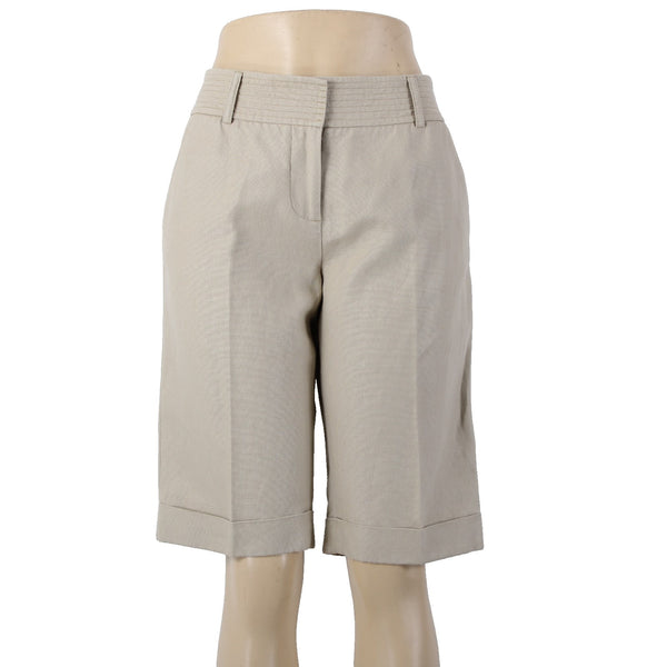 Diane Von Furstenberg Shorts Sz 10 x 13 Tan Gold Knee Length Linen Cotton Shorts