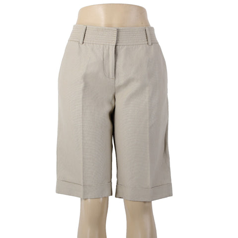 Diane Von Furstenberg Shorts Sz 10 x 13 Tan Gold Knee Length Linen Cotton Shorts