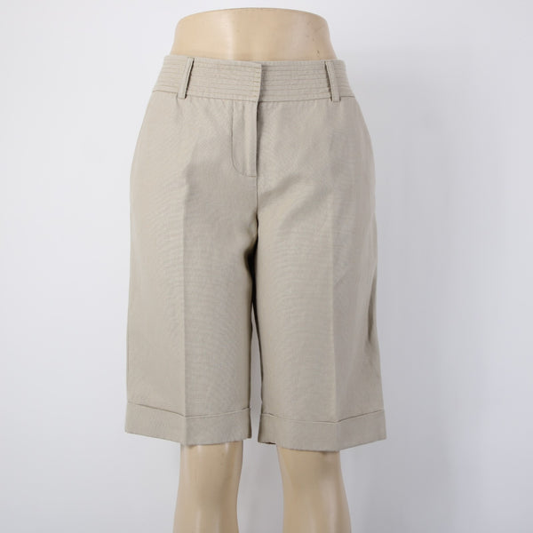Diane Von Furstenberg Shorts Sz 10 x 13 Tan Gold Knee Length Linen Cotton Shorts