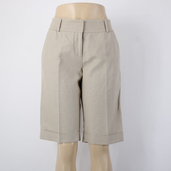 Diane Von Furstenberg Shorts Sz 10 x 13 Tan Gold Knee Length Linen Cotton Shorts