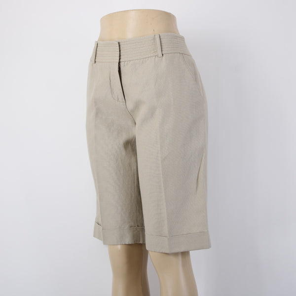 Diane Von Furstenberg Shorts Sz 10 x 13 Tan Gold Knee Length Linen Cotton Shorts