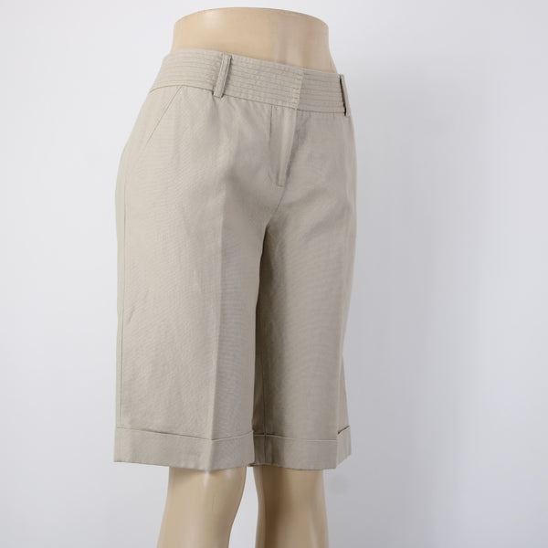 Diane Von Furstenberg Shorts Sz 10 x 13 Tan Gold Knee Length Linen Cotton Shorts