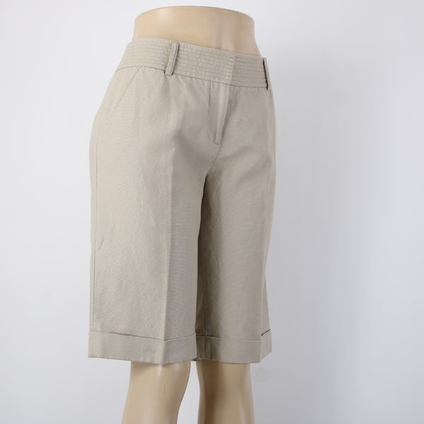 Diane Von Furstenberg Shorts Sz 10 x 13 Tan Gold Knee Length Linen Cotton Shorts