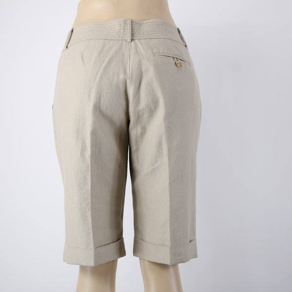 Diane Von Furstenberg Shorts Sz 10 x 13 Tan Gold Knee Length Linen Cotton Shorts