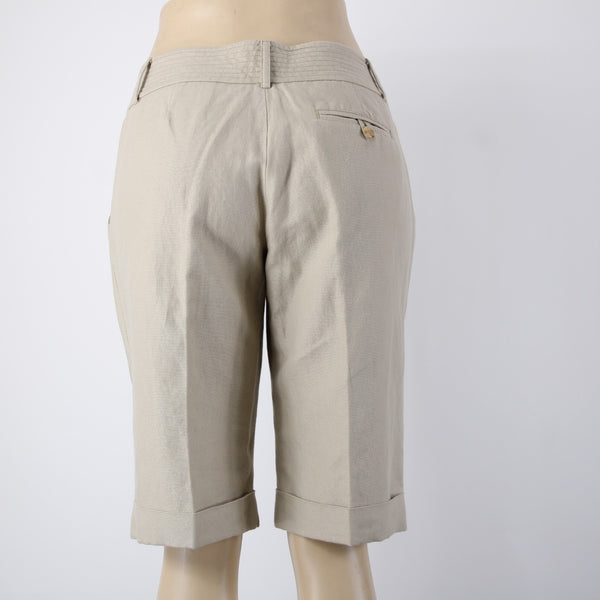Diane Von Furstenberg Shorts Sz 10 x 13 Tan Gold Knee Length Linen Cotton Shorts