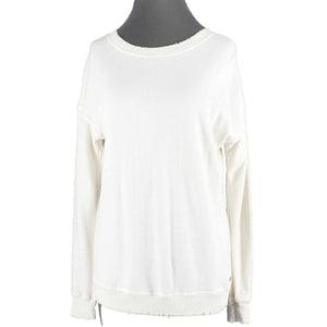Philanthropy Sz XS Cream Tan Distressed Lace Up Back Cotton Blend Sweater
