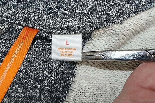 Saturday Sunday SzL Charcoal Gray Cream Snap Cotton Poly Rayon Hi Lo Jacket