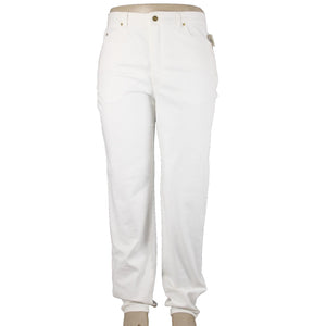 St John NEW Signature Sz 16 x 35 White Denim Pockets Straight Leg Cotton Jeans