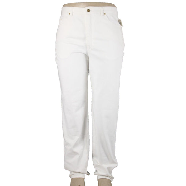 St John NEW Signature Sz 16 x 35 White Denim Pockets Straight Leg Cotton Jeans