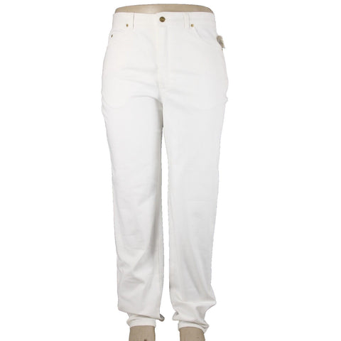 St John NEW Signature Sz 16 x 35 White Denim Pockets Straight Leg Cotton Jeans
