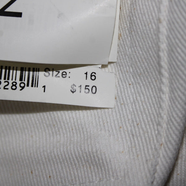 St John NEW Signature Sz 16 x 35 White Denim Pockets Straight Leg Cotton Jeans