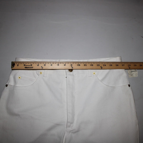 St John NEW Signature Sz 16 x 35 White Denim Pockets Straight Leg Cotton Jeans