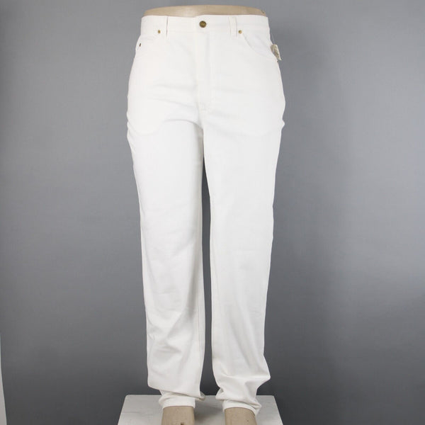 St John NEW Signature Sz 16 x 35 White Denim Pockets Straight Leg Cotton Jeans