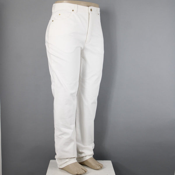St John NEW Signature Sz 16 x 35 White Denim Pockets Straight Leg Cotton Jeans
