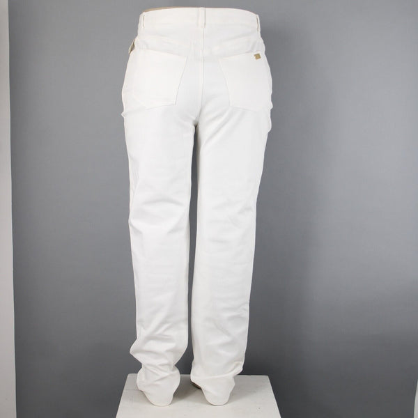 St John NEW Signature Sz 16 x 35 White Denim Pockets Straight Leg Cotton Jeans