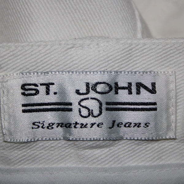 St John NEW Signature Sz 16 x 35 White Denim Pockets Straight Leg Cotton Jeans