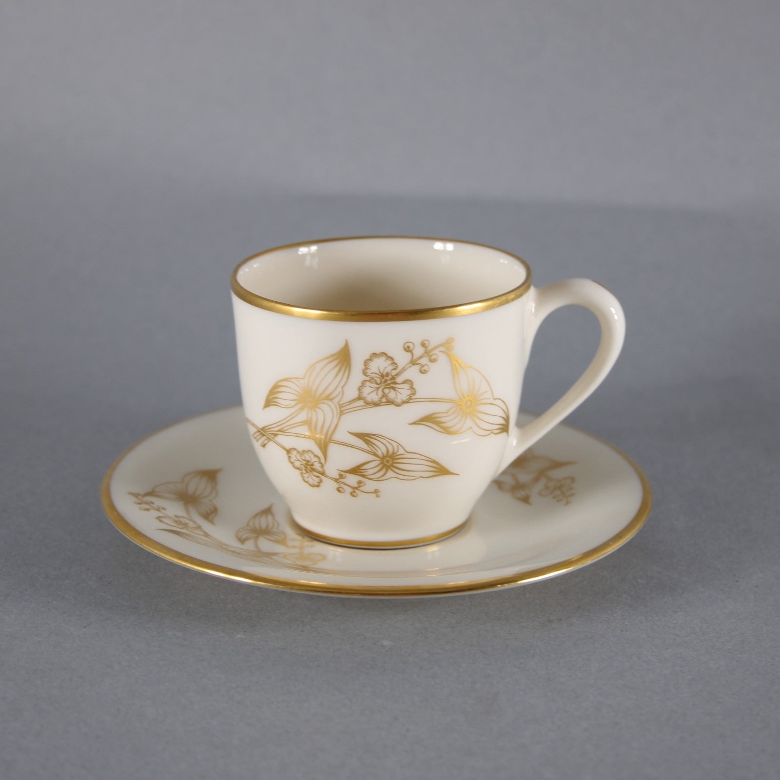 Lenox Teacup With Saucer Arrowhead T-422 Gold Beige Teacup With Saucer