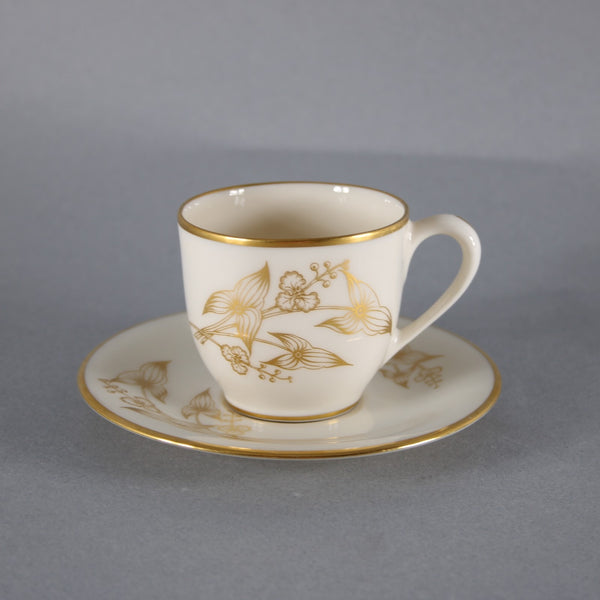 Lenox Teacup With Saucer Arrowhead T-422 Gold Beige Teacup With Saucer