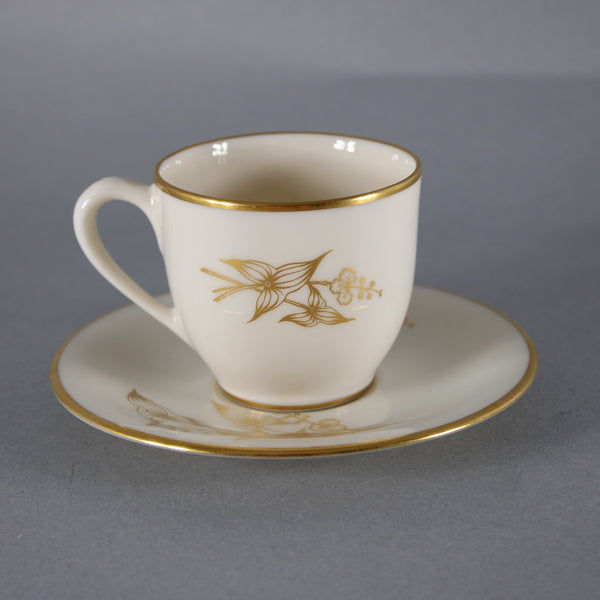 Lenox Teacup With Saucer Arrowhead T-422 Gold Beige Teacup With Saucer