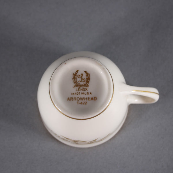 Lenox Teacup With Saucer Arrowhead T-422 Gold Beige Teacup With Saucer