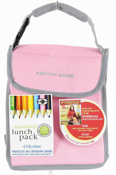 Arctic Zone NEW 7 x 8 x 5.5 Pink Gray Safe Insulated Microban Lunch Pack