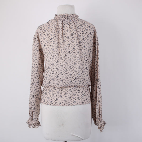 Joie Top Sz S Lt Pink Lavender Multi Color Floral Collared Cotton Viscose Top
