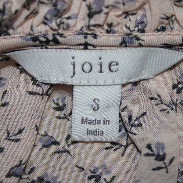 Joie Top Sz S Lt Pink Lavender Multi Color Floral Collared Cotton Viscose Top